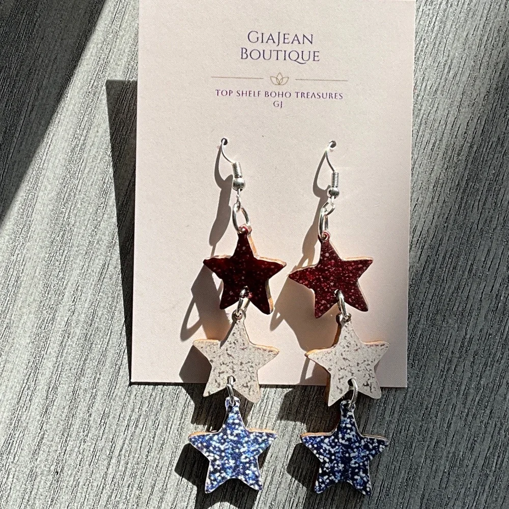 USA 4th of July Star Earrings